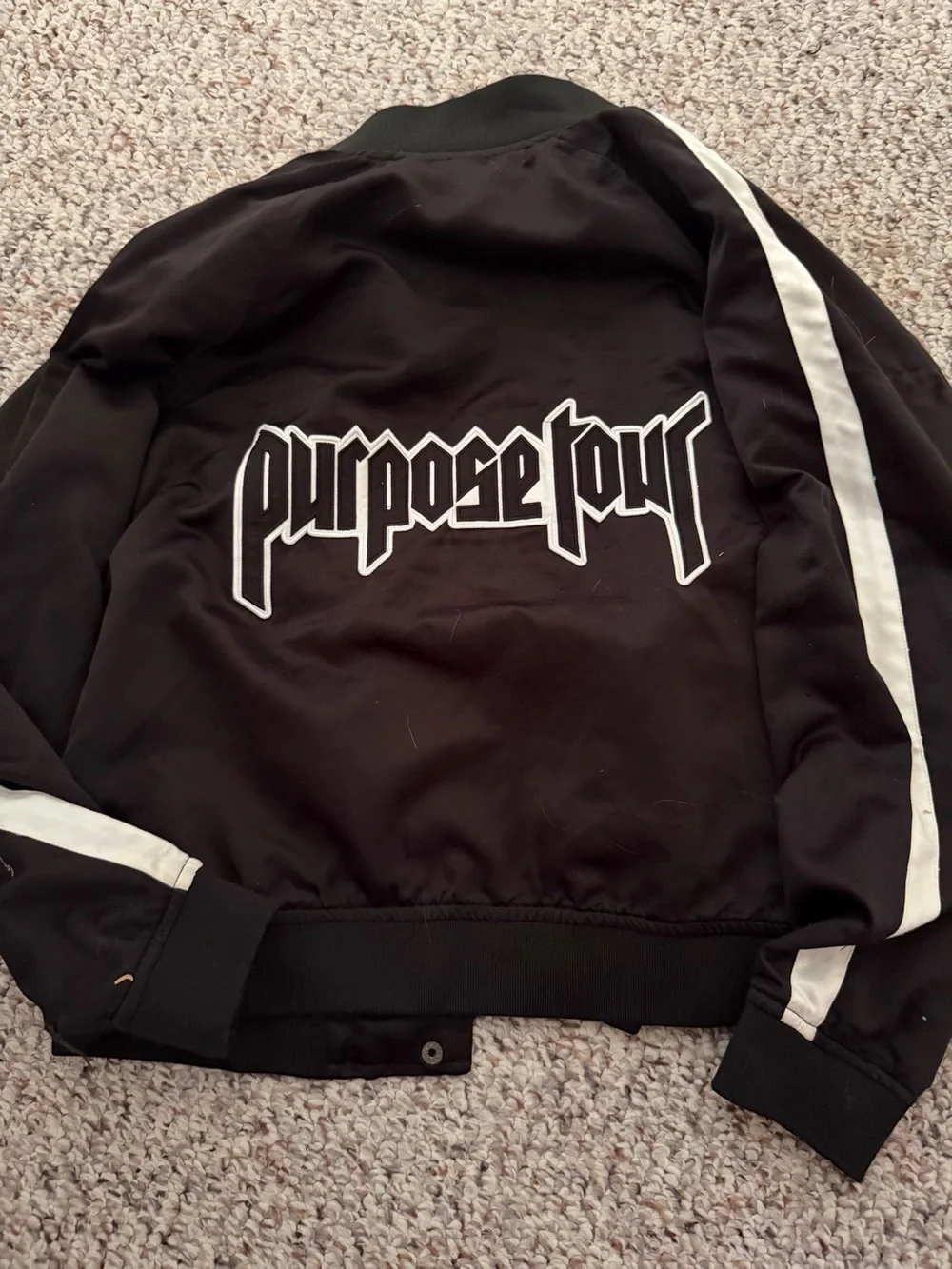 Black Kids Bomber Jacket with White Stripe